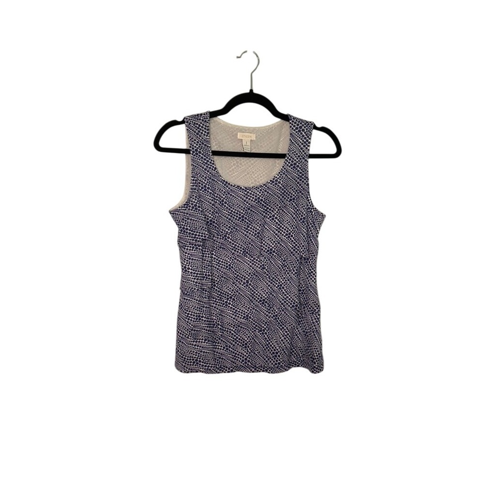 Chico's Navy Purple Pattern Tank Top Sleeveless Casual Blouse
